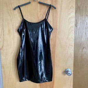 Dolls Kill Shiny PVC Skinny Strap Zip Up Dress - L